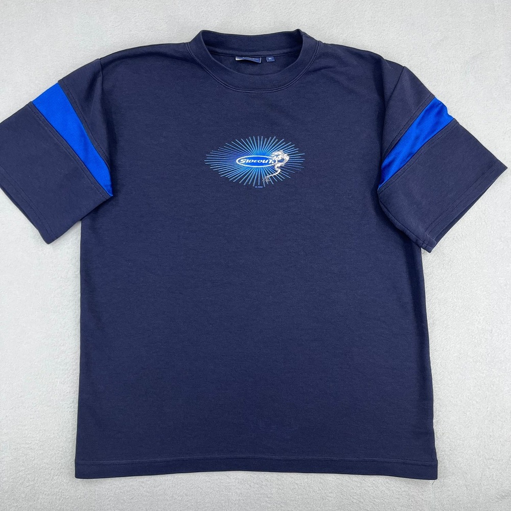 Sideout Kids Vintage Graphic T-Shirt Navy Blue Short Sleeve XL Y2K Surf